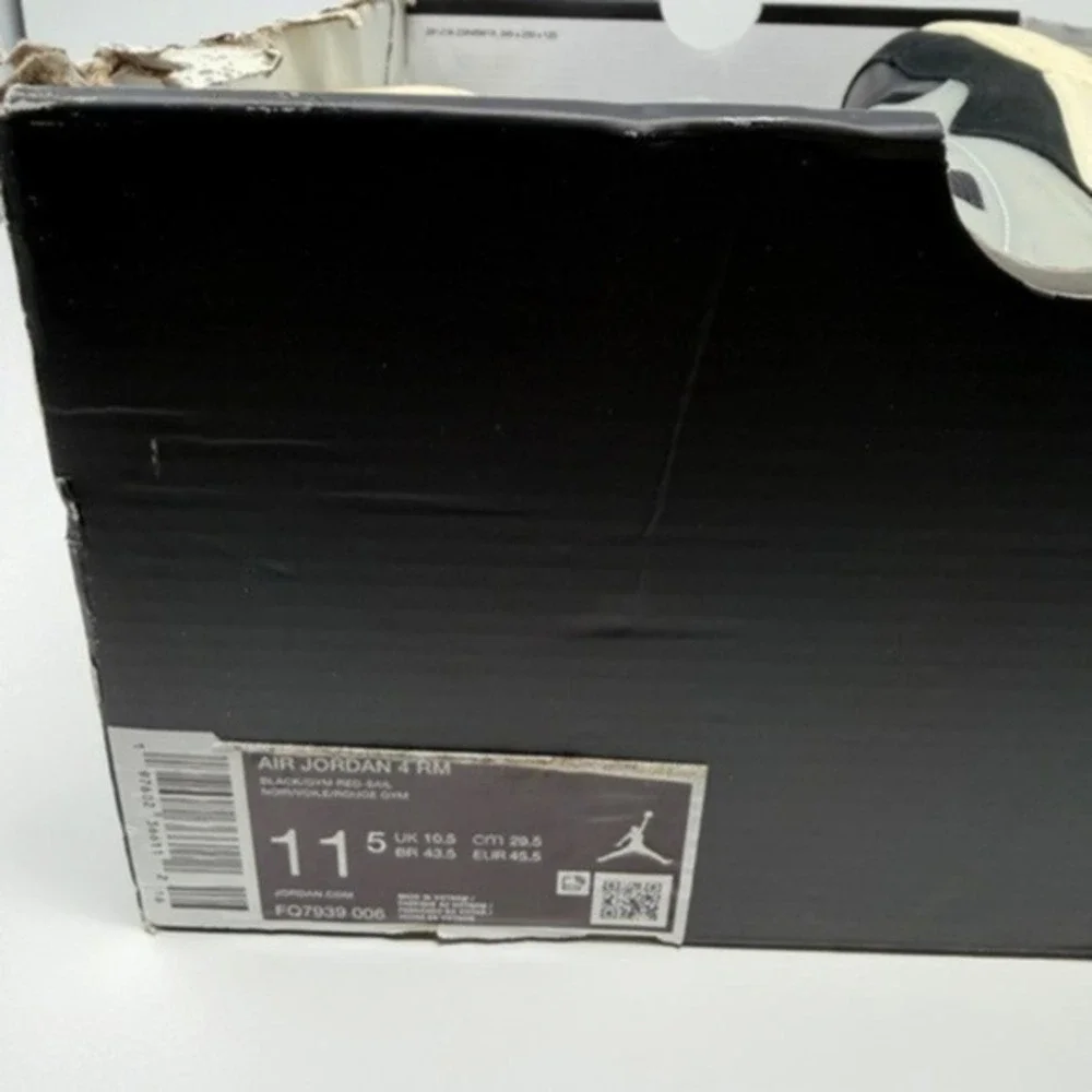 Air Jordan 4 RM Black/Gym Red/Sail/Coconut Sneakers Mens 11.5 - NWT FQ7939 006‎